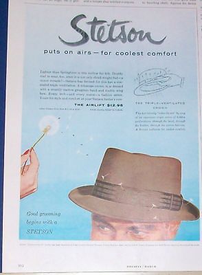 1959 Stetson Hat The Airlift dandelion flower/weed Ad