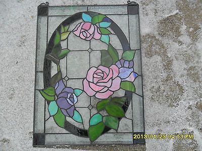 Stained Glass Panel   Floral Glass Ridged Frosted 18 x 24