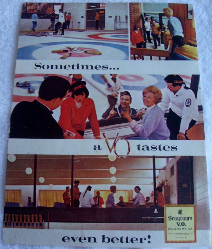 1967 CURLING BROOMS HATS CANADA SEAGRAM V.O. WHISKY AD CANADIAN