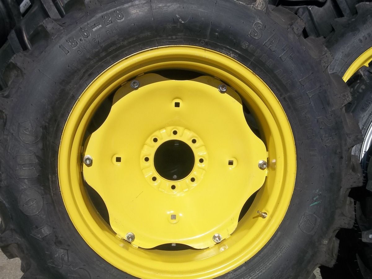 TWO 13.6X28 Deere, Kubota FIRESTONE SAT II Farm Tractor Tires w/Rims.