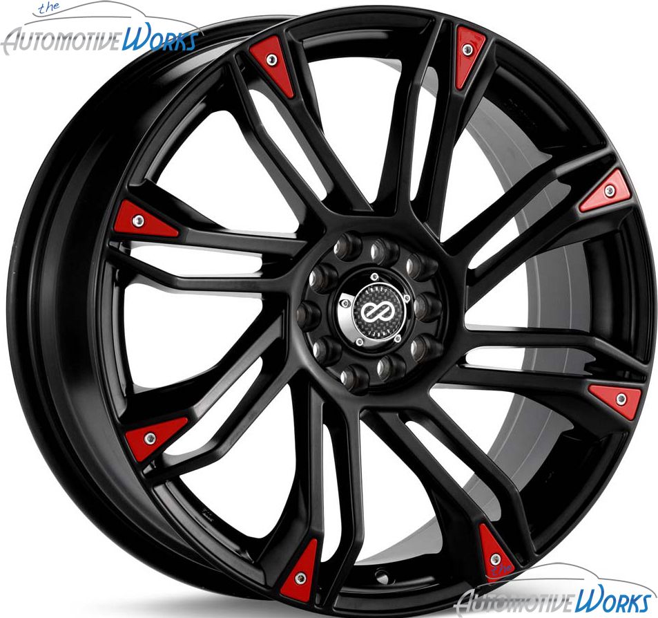 17x7 Enkei GW8 4x100 4x108 4x4.25 +42mm Black Red Rims Wheels Inch 17