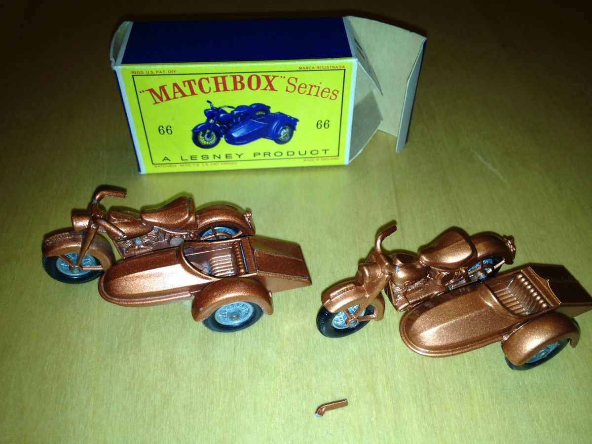 Lesney Matchbox 66 Harley Davidson Motorcycles and Sidecars